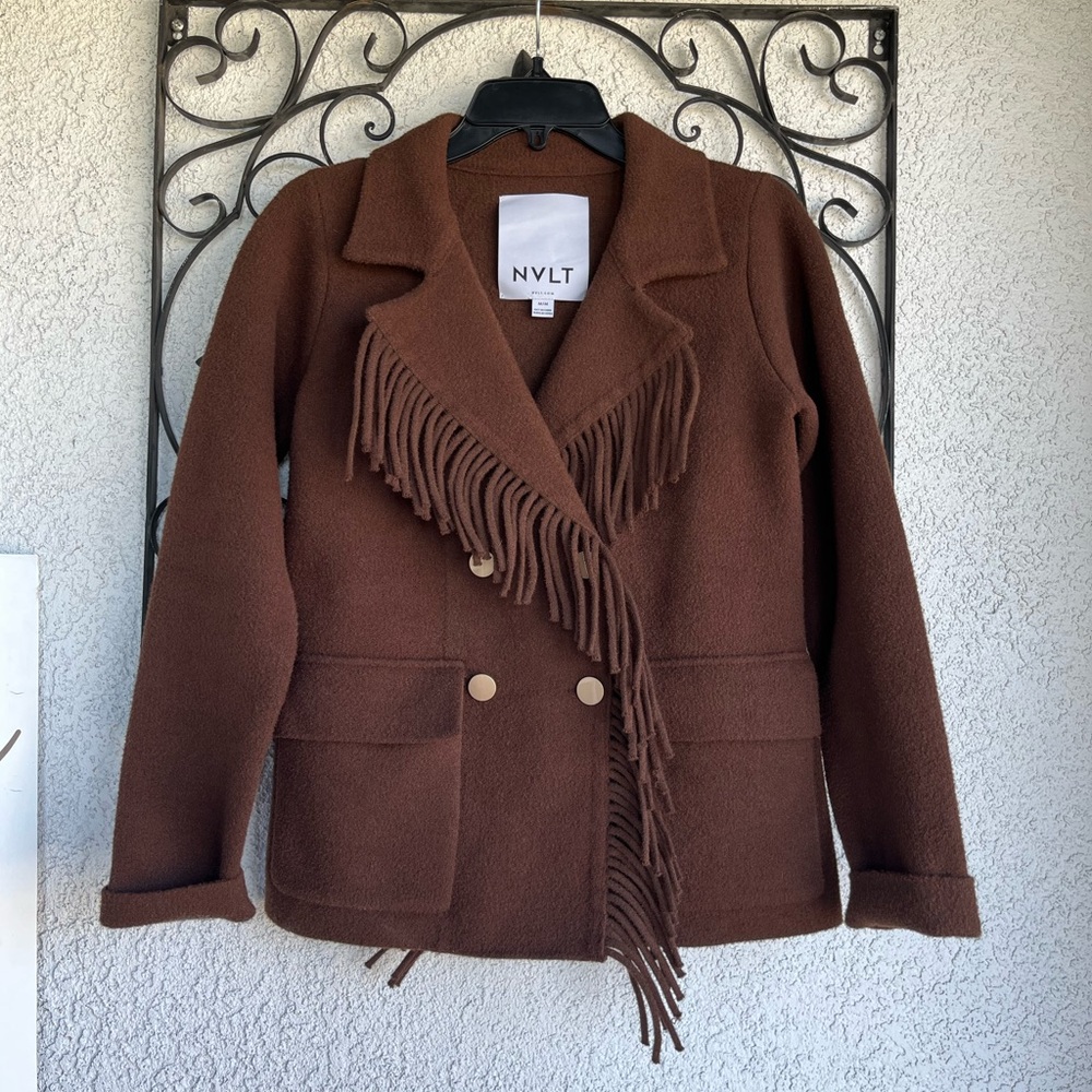 Anthropologie NVLT knit fringe blazer coat/cardigan - Picture 4 of 11